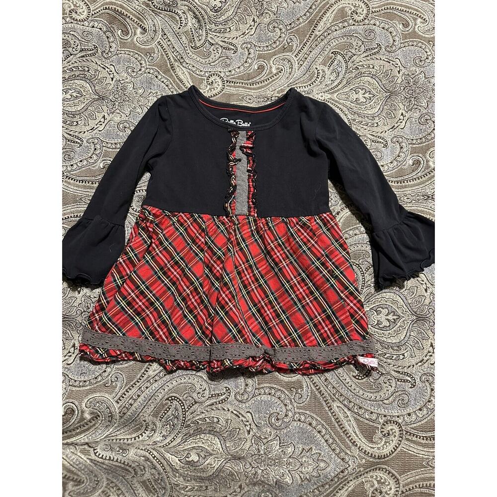 Ruffle Butts Girls Dress Tunic Size 5 Long Sleeves Black/Red Plaid